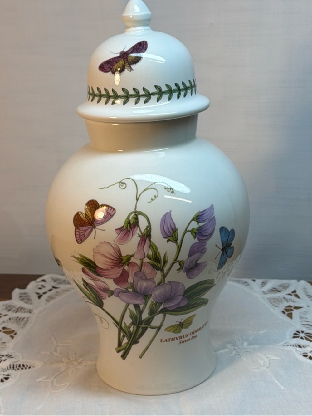 VTG‎ Portmerion Botanic Garden 13" Lidded Ginger Jar Sweet Pea Rare Britain